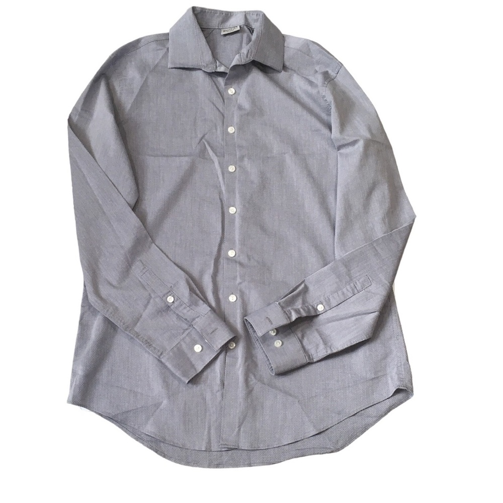 Reaction Kenneth Cole Slim Fit Button Up Cotton/Blend Blue/Grey Dress Shirt L
